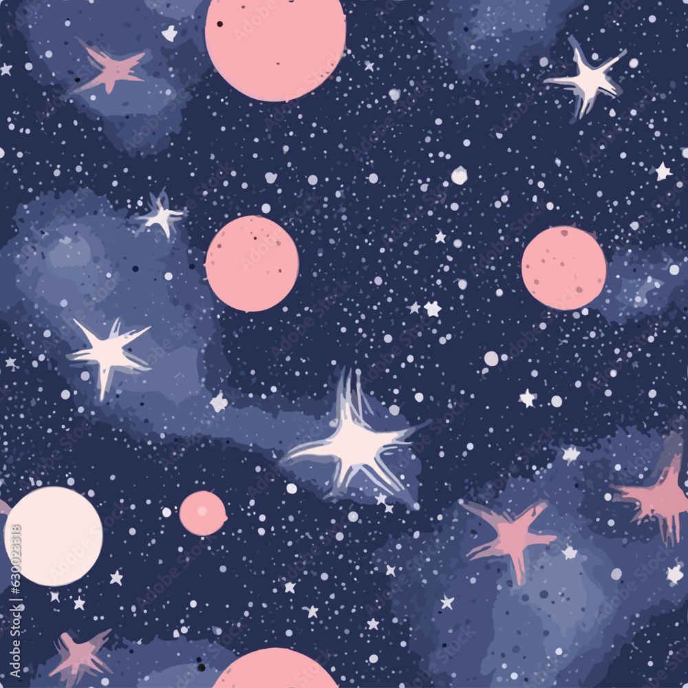 Wall mural seamless colorful galaxy pattern. seamless pattern of galaxy in colorful style. add color to your di