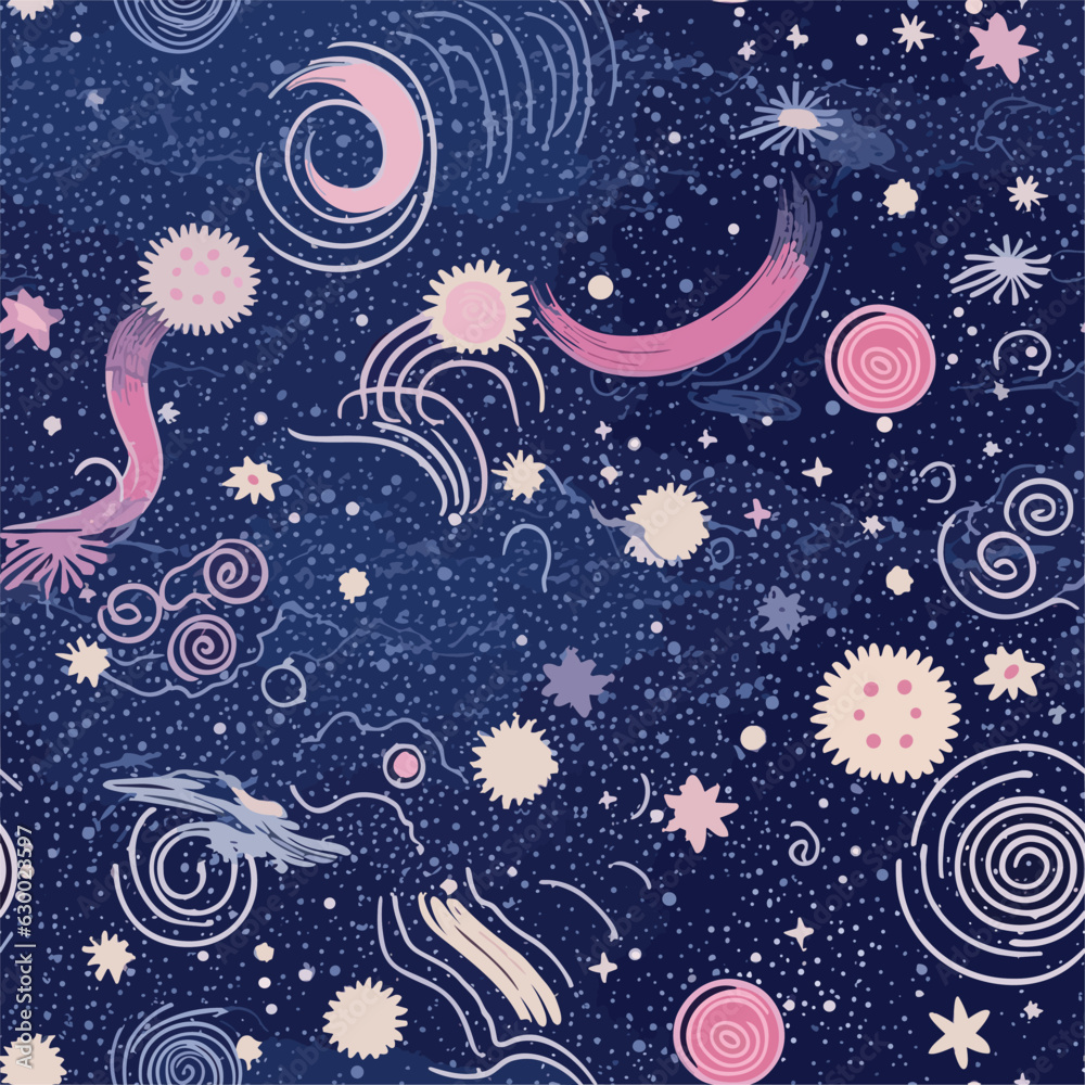Wall mural seamless colorful galaxy pattern. seamless pattern of galaxy in colorful style. add color to your di