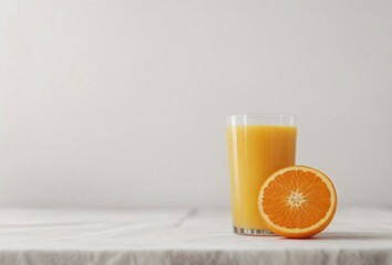 Orange fruit and glass of orange juice