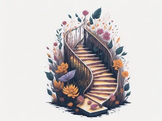 Water color Mysterious Stairs Illustration