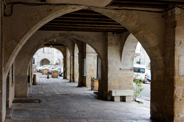 detailed view of french city Bazas at summer time