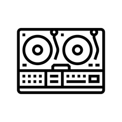 retro dj turntable retro music line icon vector. retro dj turntable retro music sign. isolated contour symbol black illustration