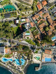 Fototapeta premium Aerial view of a luxury resort and beach in Funchal, Madeira Island, Portugal