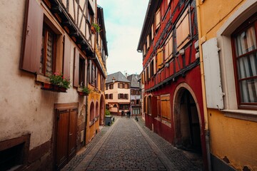 Fototapeta premium Scenic view of half-timbered houses in Colmar, Alsace, France