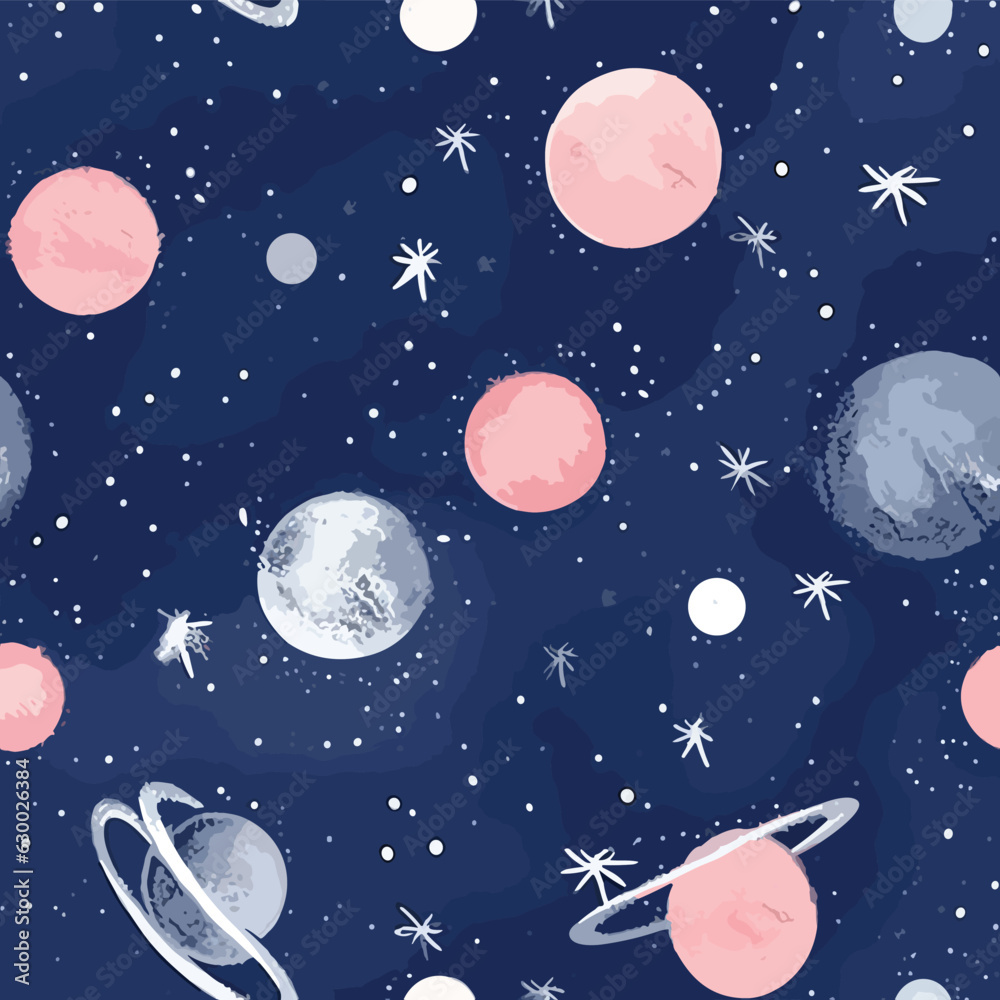 Wall mural seamless colorful galaxy pattern. seamless pattern of galaxy in colorful style. add color to your di
