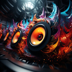 Sound Multimedia Soundsystem Hifi Audio Soundbox Lautsprecher Membran abstrakter Style. Quadratisch. Generative Ai. 