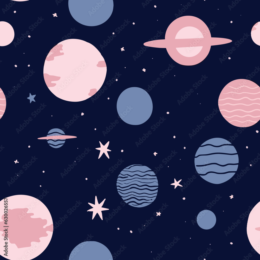 Wall mural seamless colorful galaxy pattern. seamless pattern of galaxy in colorful style. add color to your di