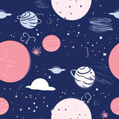 Fototapeta premium Seamless Colorful Galaxy Pattern.Seamless pattern of Galaxy in colorful style. Add color to your digital project with our pattern!