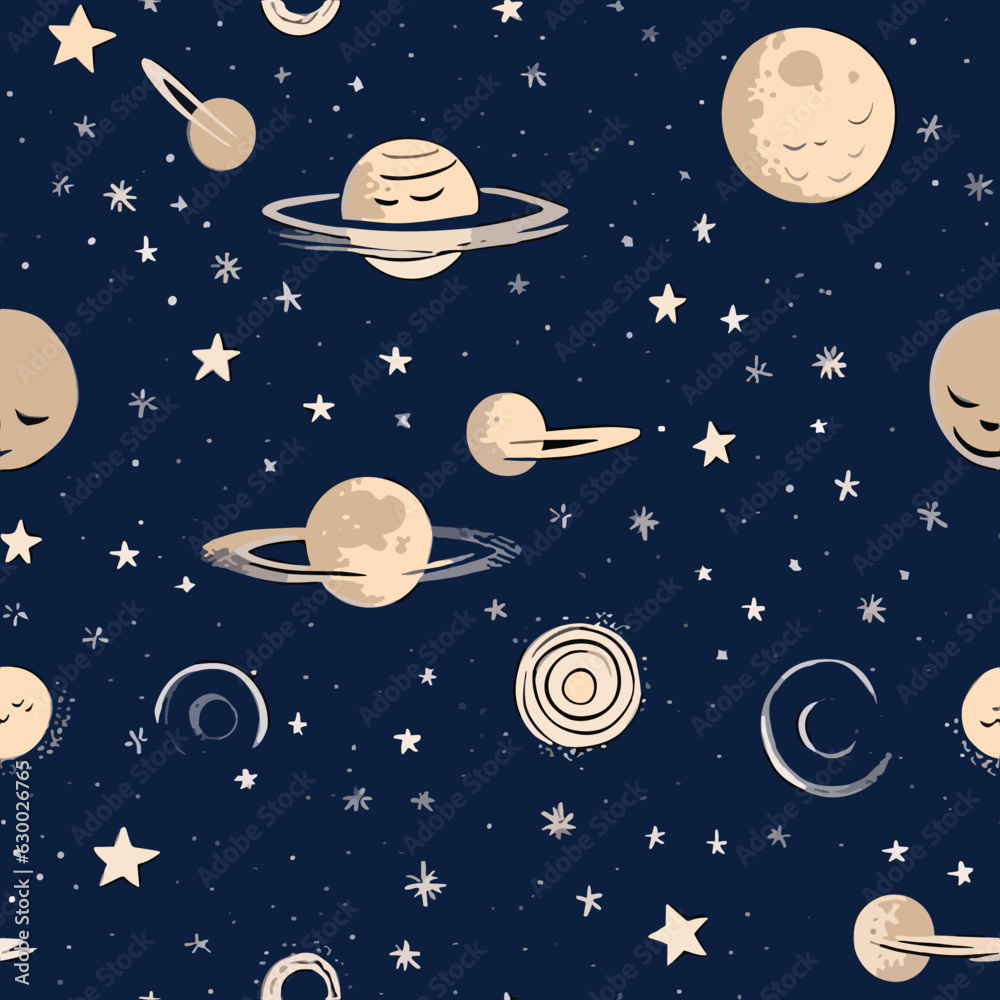 Wall mural seamless colorful galaxy pattern. seamless pattern of galaxy in colorful style. add color to your di