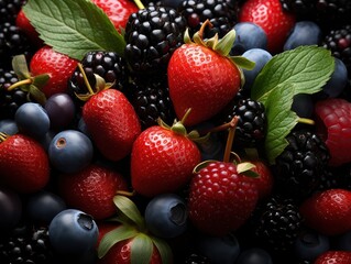 Photo close up of different colorful berries background
