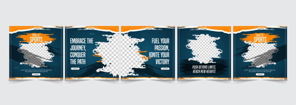 Sports edition instagram carousel template, gym categorized carousel design, vector illustration eps 10