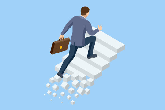 Isometric goal and target achievement concept. Hope to success in business, accomplishment or reaching business goal. Career growth, business success, profit