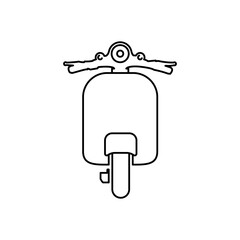 Motor scooter  icon, moped motored-pedals graphic resource, stroke outlined thin customize illustration.