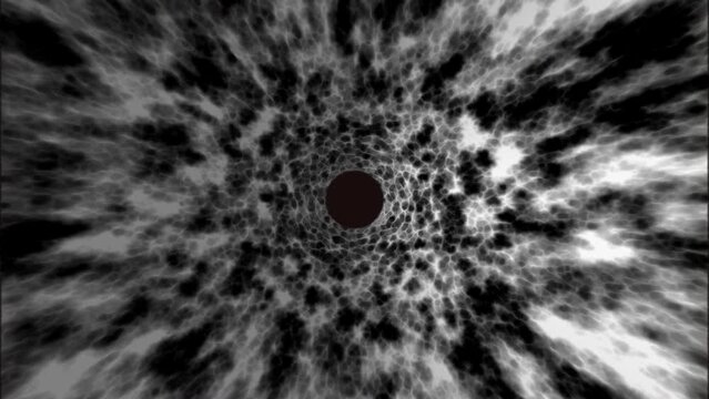 Warmhole time travel Tunnel through time and space. Time warp portal ethereal dream trippy black holes traveling in space. Interstellar travel Energy force fields Tunnel Science fiction technology.