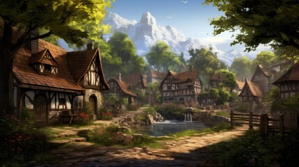 Fantasy RPG Village Game Artwork