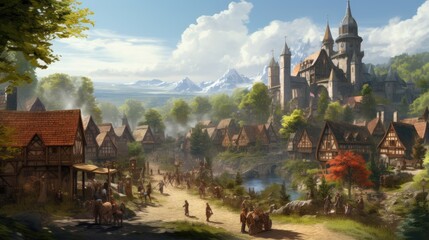 Fantasy RPG Village Game Artwork