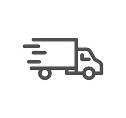Truck delivery related icon outline and linear vector.