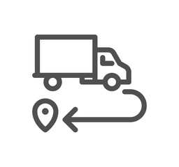 Truck delivery related icon outline and linear vector.