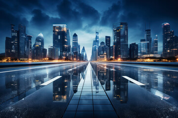 empty road with city background.