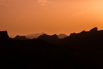 Hiking holidays Mallorca, Spain. Beautiful picture with landscape of Serra de Tramuntana mountains in the island of Majorca in Mediterranean sea. Paradise for bikers. Adventure travel.