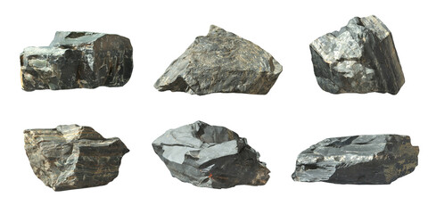 Isolated stones sharp various shapes cutout transparent backgrounds 3d illustrations png © Krit