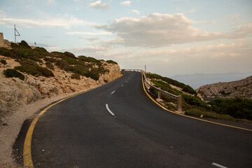 Hiking holidays Mallorca, Spain. Beautiful picture with landscape of Serra de Tramuntana mountains in the island of Majorca in Mediterranean sea. Paradise for bikers. Adventure travel.