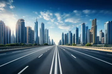 empty road with city background. © kalafoto