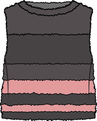 KIDS AND TODDLER GIRLS WINTER OUTER WEAR FUR VEST VECTOR ILLUSTRATION