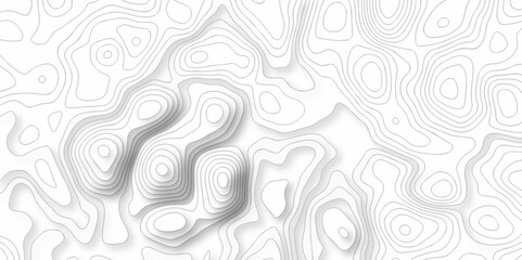 Topographic canyon geometric map relief texture with curved layers and shadow. Topographic map. Geographic mountain relief. Topo contour map on white background, Topographic contour lines vector map.