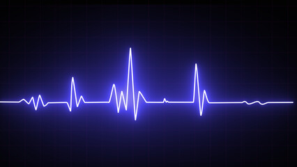 pulse line. ECG heartbeat monitor, cardiogram heart pulse line wave. Heart pulse with one line. Cardiogram horizontal seamless pattern.