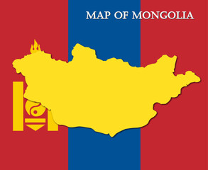 Obraz premium Map of mongolia with flag background vector design
