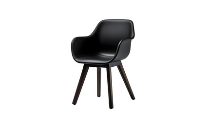 Modern Black Chair Front View: Professional Product Photography on Transparent Background - Generative AI
