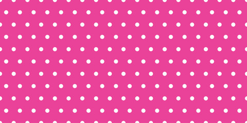 Pink barbie background with seamless polka dot pattern. Vector illustration - obrazy, fototapety, plakaty