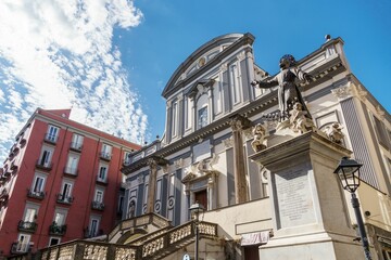 Low angle shot of the historic San Gaetano building in the center of Naples, Italy