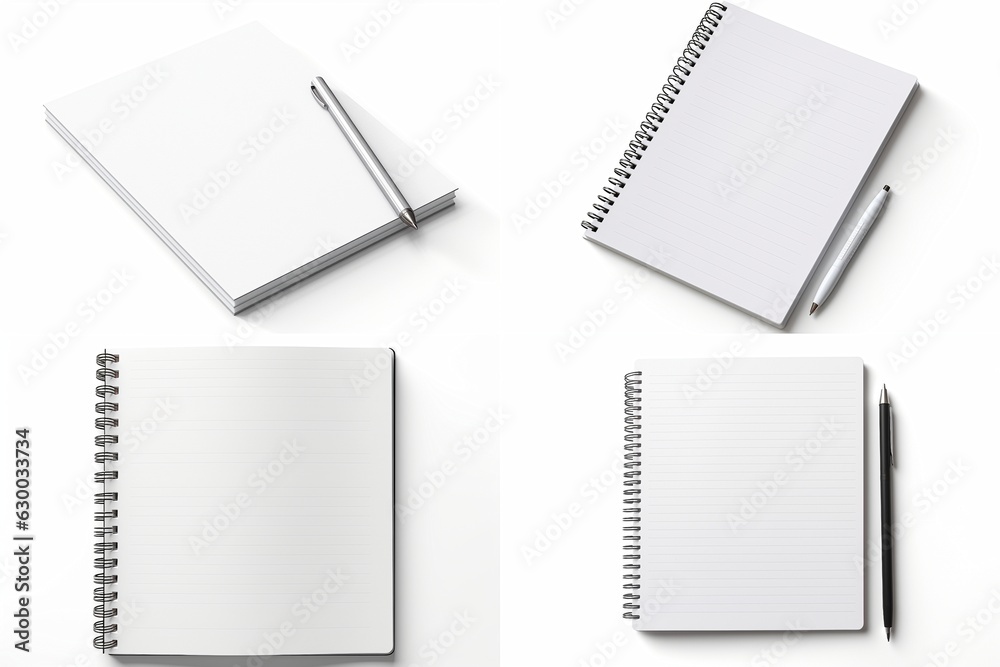 Poster set of notepads isolated on white background.