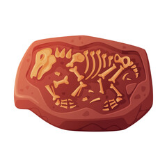 Fossil Obtained by Digging Rested in Soil or Ground Vector Illustration