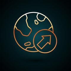 Gold line Financial growth increase icon isolated on dark blue background. Increasing revenue. Vector