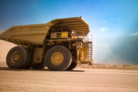 Huge large dump truck at an open-pit copper mine in Chile.