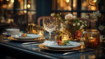 Dinner table in luxury hotel