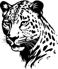 Animal illustration, leopard. black and white