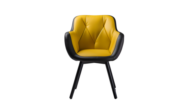 Sleek Black and Yellow Chair: Front View Product Photo on Transparent Background - Unbeatable Style and Elegance - Generative AI
