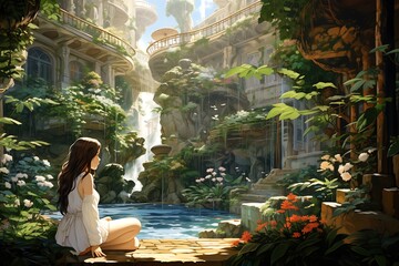Gardenia Serenity: Anime Girl's Peaceful Sanctuary