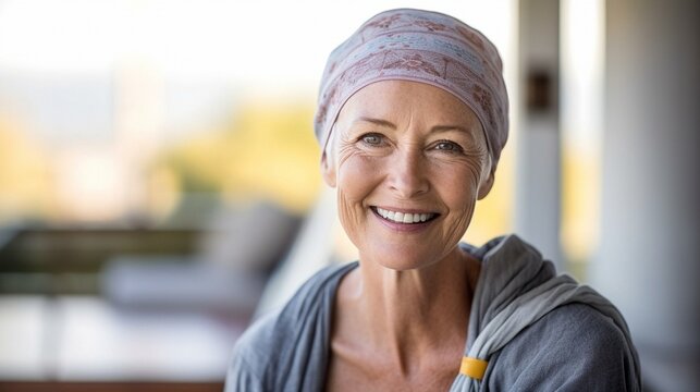 A woman with cancer is seen outside.