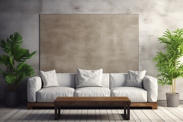 Loft Industrial Style Living Room Interior With Poster Mockup Created with Generative AI