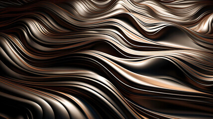 Abstract wave brown metallic fluid gradient 3D shape background design template for banner, cover and landing page.