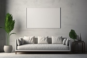 Fototapeta premium Loft Industrial Style Living Room Interior With Poster Mockup Created with Generative AI