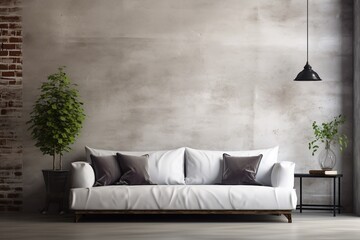 Loft Industrial Style Living Room Interior With Poster Mockup Created with Generative AI