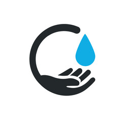 global hands water drop logo symbol icon
