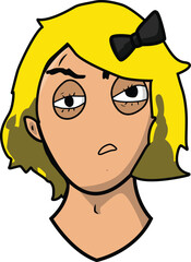 wut female face with yellow hair