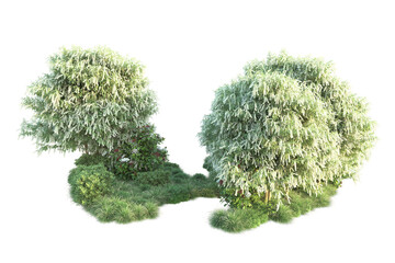 Green landscape isolated on transparent background. 3d rendering - illustration